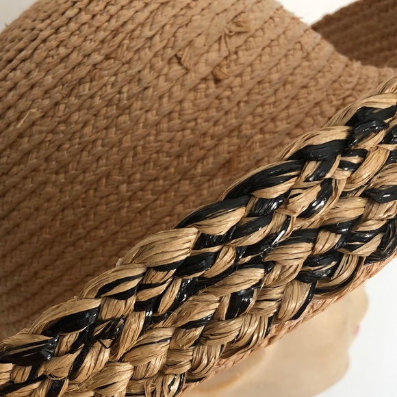 Kokin Summer Hat Wide Braided Brim Straw Natural Black Woven Beach Pool Sun main image 5